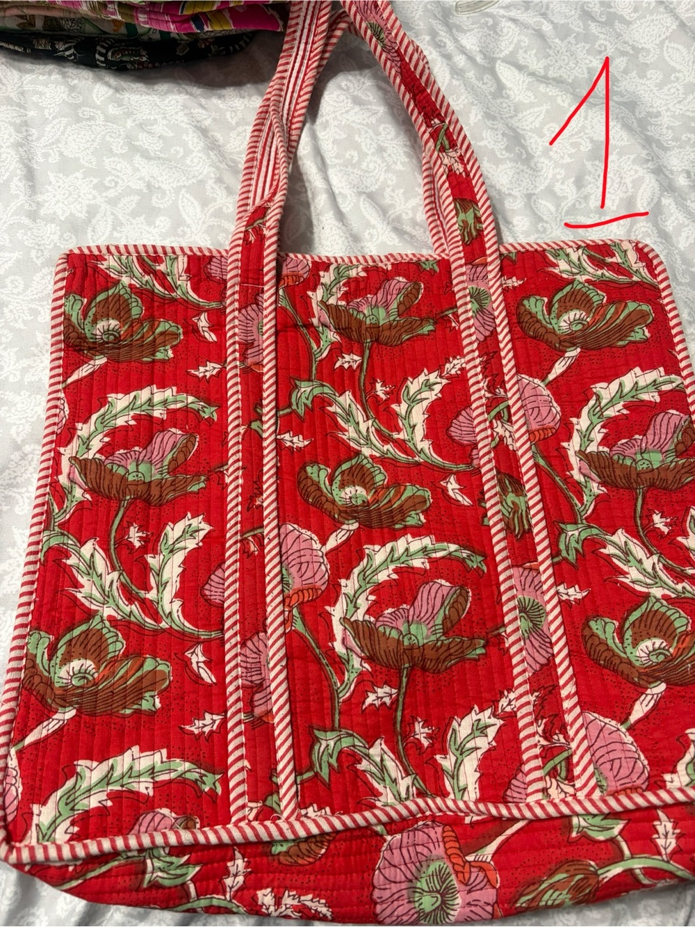 New Cotton Floral Quilted Tote Bag - Women's Carryall. Different color and desig
